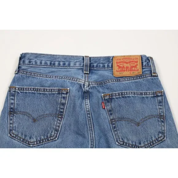 Vintage Y2K Levis 505 Mens 30x30 Faded Regular Straight Leg Denim Jeans Blue